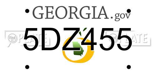 5DZ455 Georgia License Plate