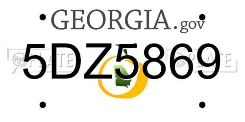 5DZ5869 Georgia License Plate