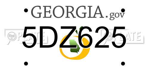 5DZ625 Georgia License Plate