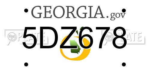 5DZ678 Georgia License Plate