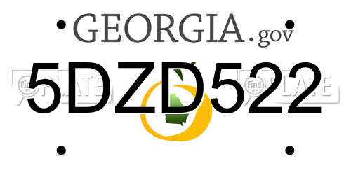 5DZD522 Georgia License Plate