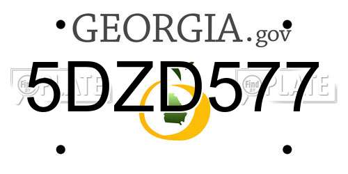 5DZD577 Georgia License Plate