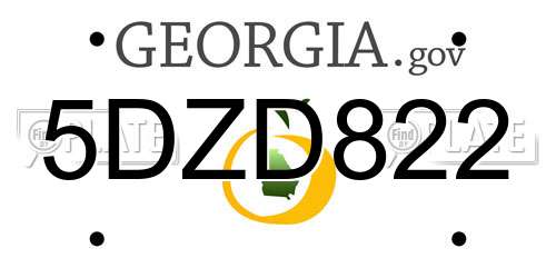 5DZD822 Georgia License Plate