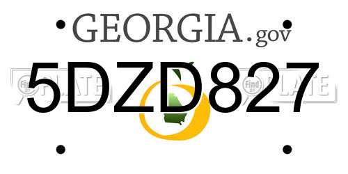 5DZD827 Georgia License Plate