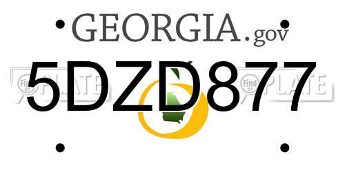 5DZD877 Georgia License Plate