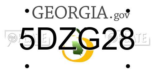 5DZG28 Georgia License Plate
