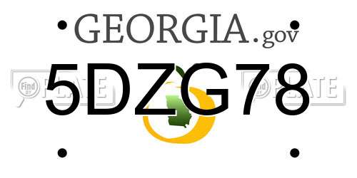 5DZG78 Georgia License Plate