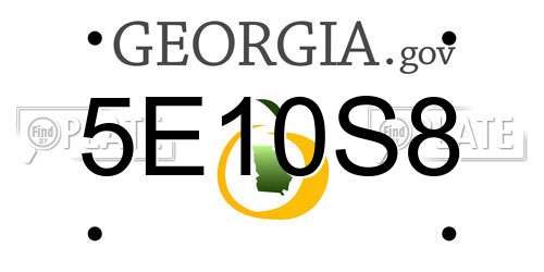 5E10S8 Georgia License Plate