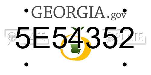 5E54352 Georgia License Plate