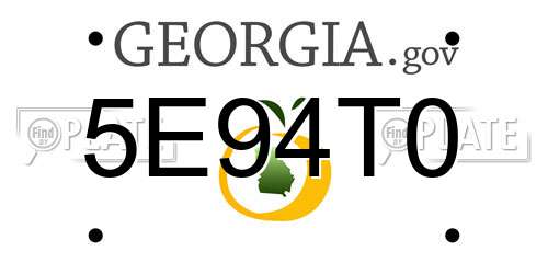 5E94T0 Georgia License Plate