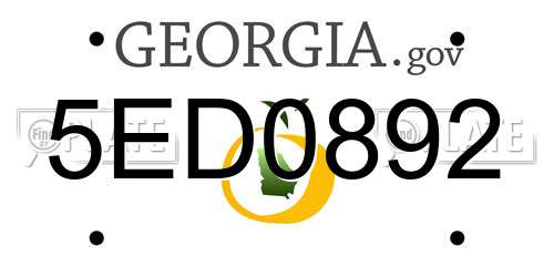 5ED0892 Georgia License Plate