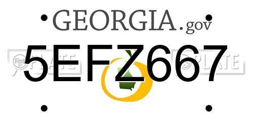5EFZ667 Georgia License Plate
