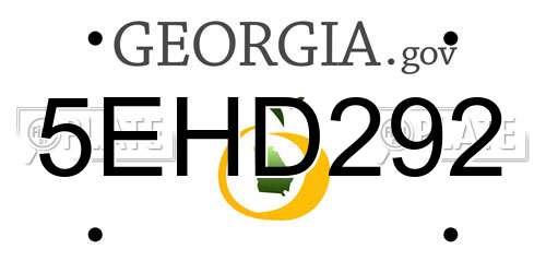 5EHD292 Georgia License Plate