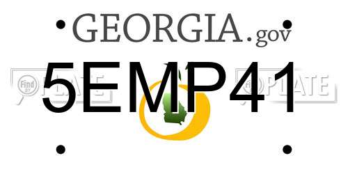 5EMP41 Georgia License Plate