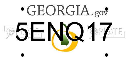 5ENQ17 Georgia License Plate
