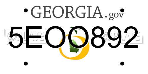 5EOO892 Georgia License Plate