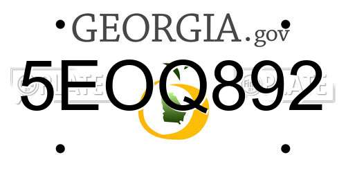 5EOQ892 Georgia License Plate