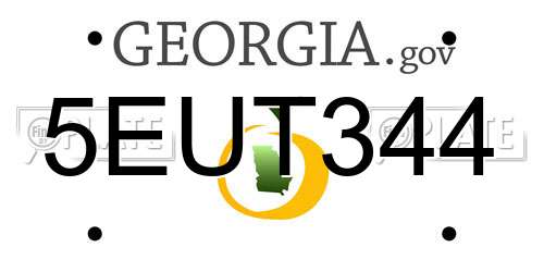 5EUT344 Georgia License Plate