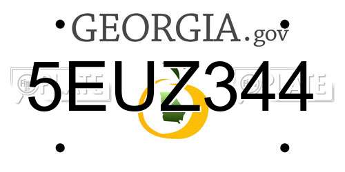 5EUZ344 Georgia License Plate