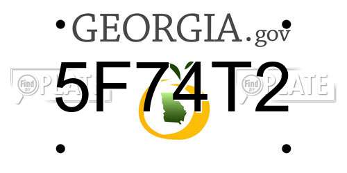 5F74T2 Georgia License Plate