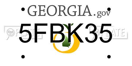 5FBK35 Georgia License Plate