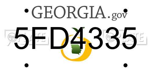 5FD4335 Georgia License Plate