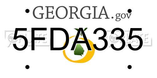 5FDA335 Georgia License Plate