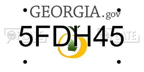 5FDH45 Georgia License Plate