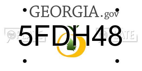 5FDH48 Georgia License Plate