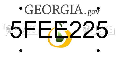 5FEE225 Georgia License Plate