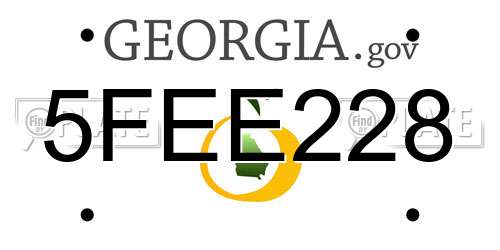 5FEE228 Georgia License Plate