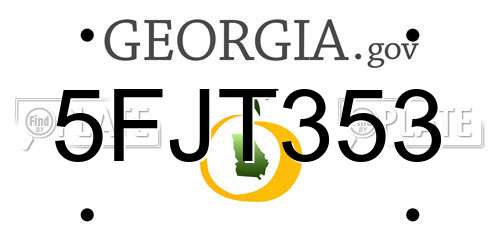 5FJT353 Georgia License Plate