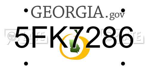 5FK7286 Georgia License Plate