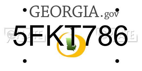 5FKT786 Georgia License Plate