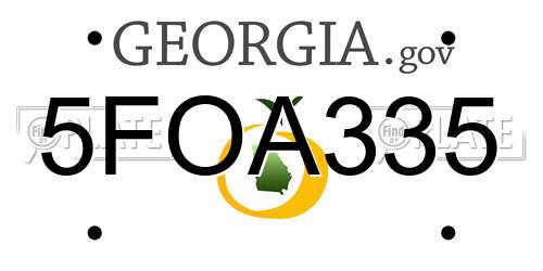 5FOA335 Georgia License Plate