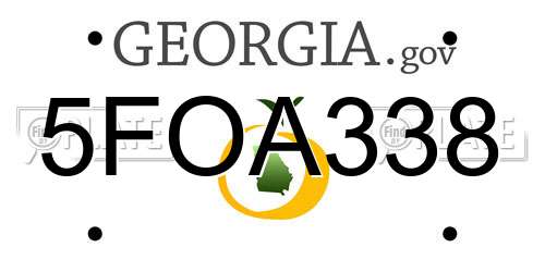 5FOA338 Georgia License Plate