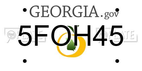 5FOH45 Georgia License Plate