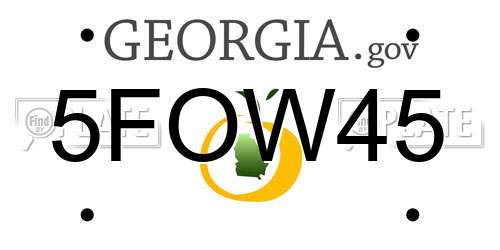 5FOW45 Georgia License Plate