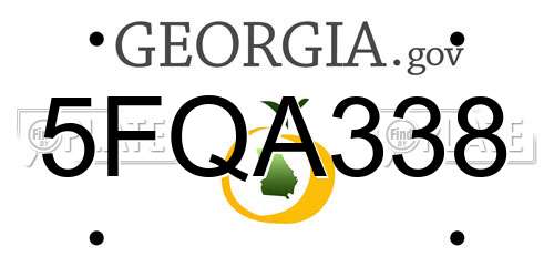5FQA338 Georgia License Plate
