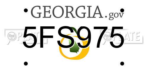5FS975 Georgia License Plate