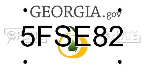 5FSE82 Georgia License Plate