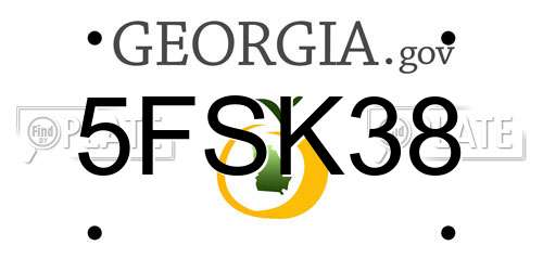 5FSK38 Georgia License Plate