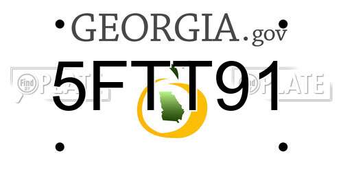 5FTT91 Georgia License Plate