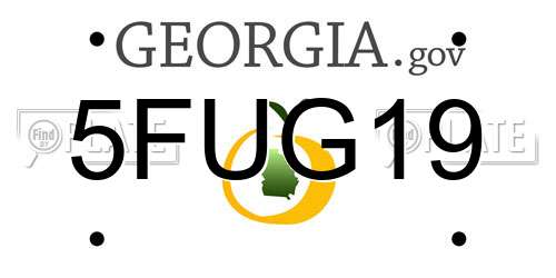 5FUG19 Georgia License Plate