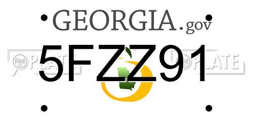 5FZZ91 Georgia License Plate
