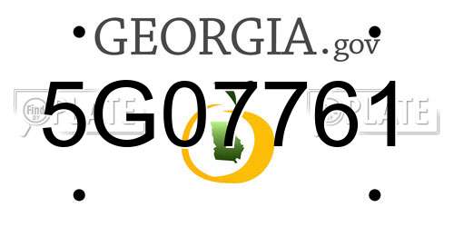 5G07761 Georgia License Plate
