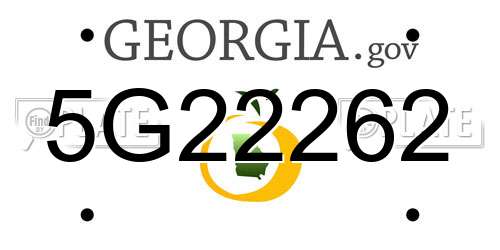 5G22262 Georgia License Plate