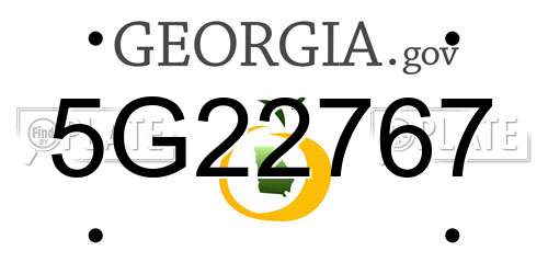5G22767 Georgia License Plate