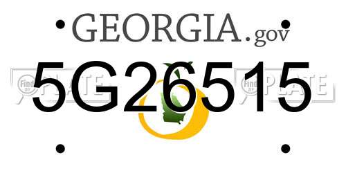5G26515 Georgia License Plate