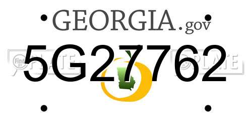 5G27762 Georgia License Plate